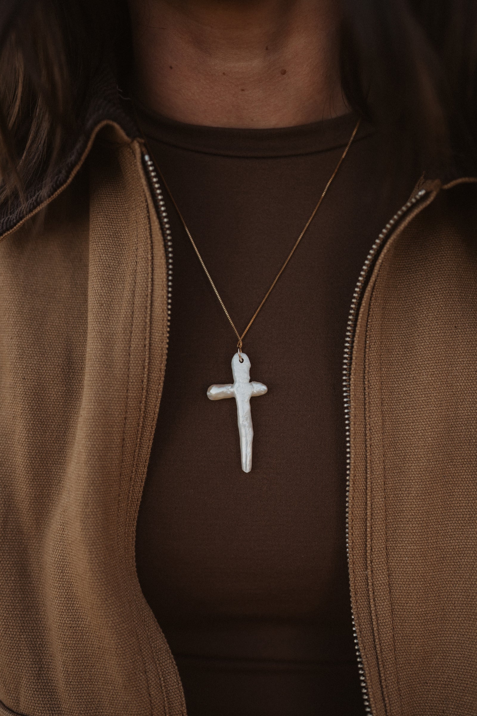 Mother of Pearl Cross Necklace