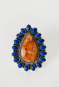 Damson Ring | Blue Lapis + Coral