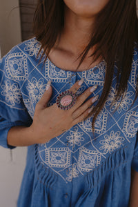 Zoela Ring | Red Garnet + Pink Rhodochrosite