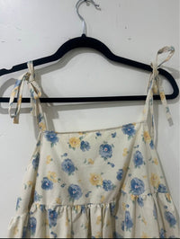Yellow + Blue Flowers Babydoll Dress - Vintage