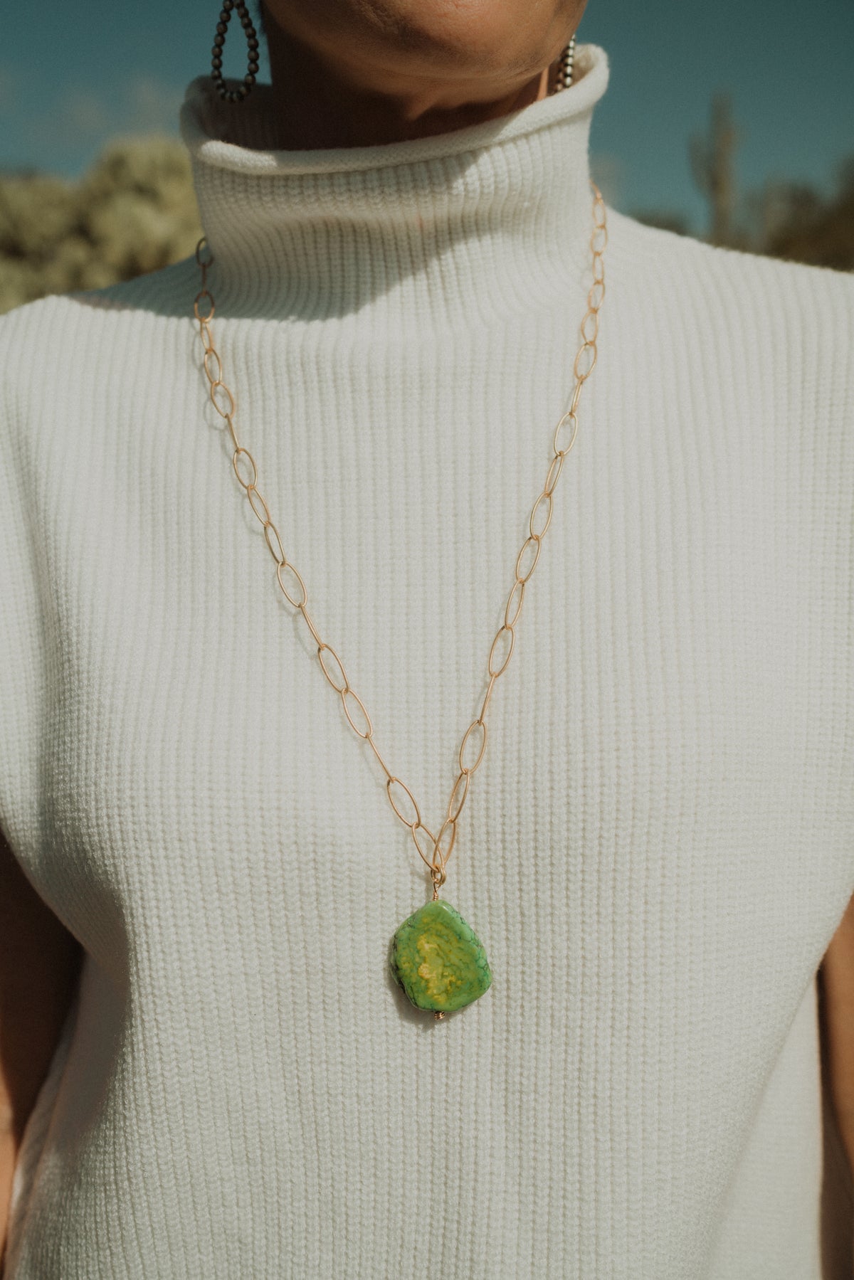 Hola Necklace | Green Agate