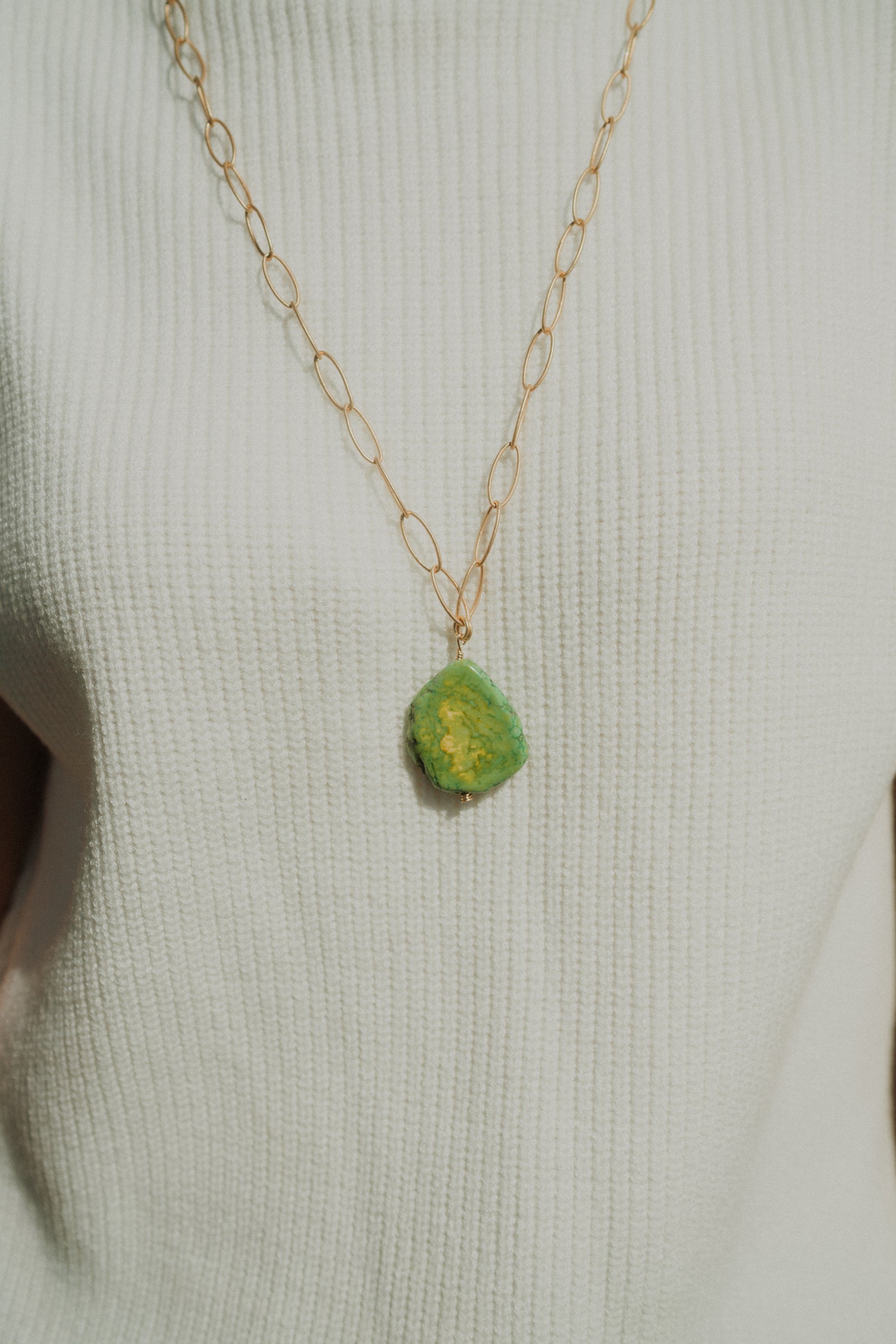 Hola Necklace | Green Agate