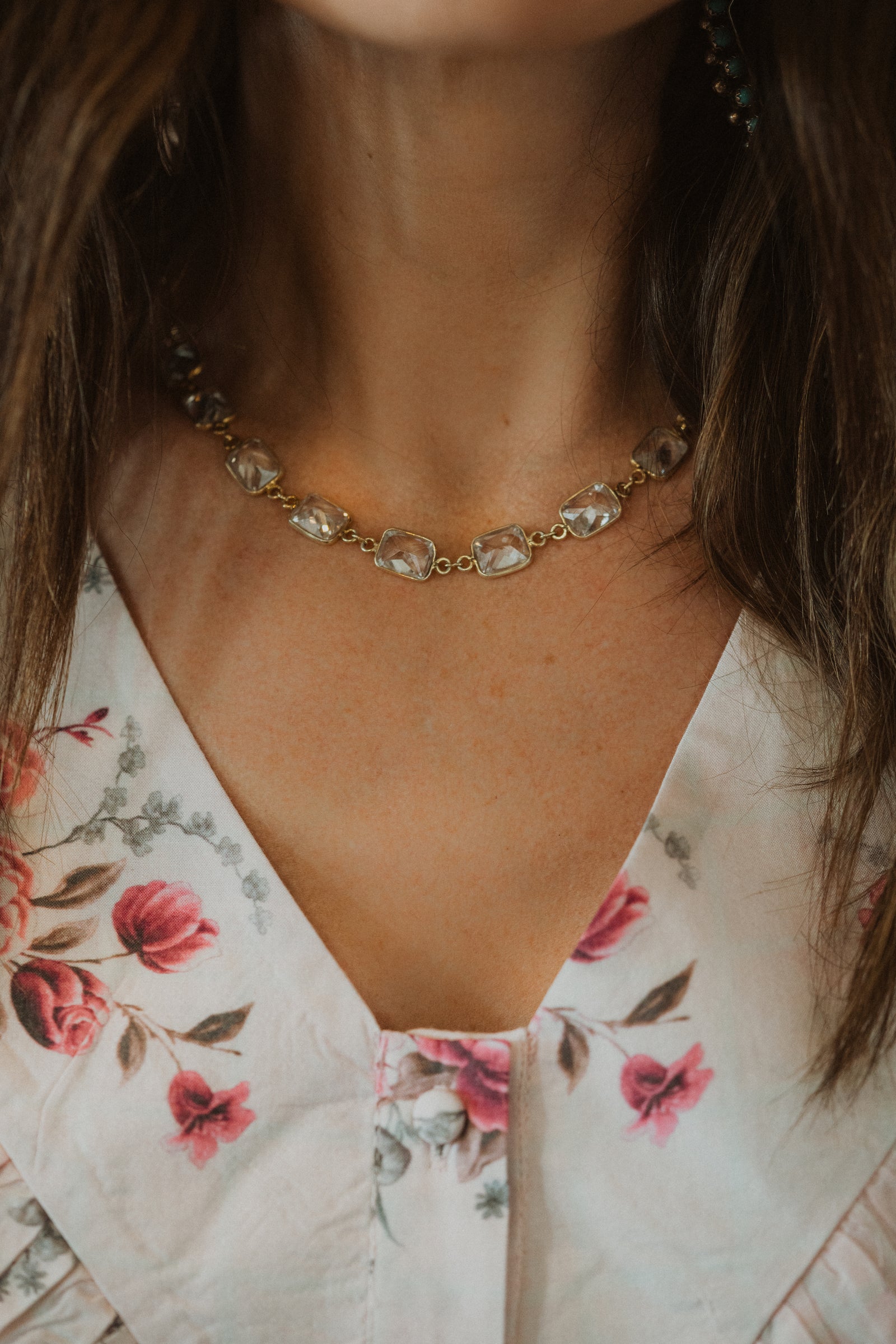 Crystal Necklace | Gold Detail