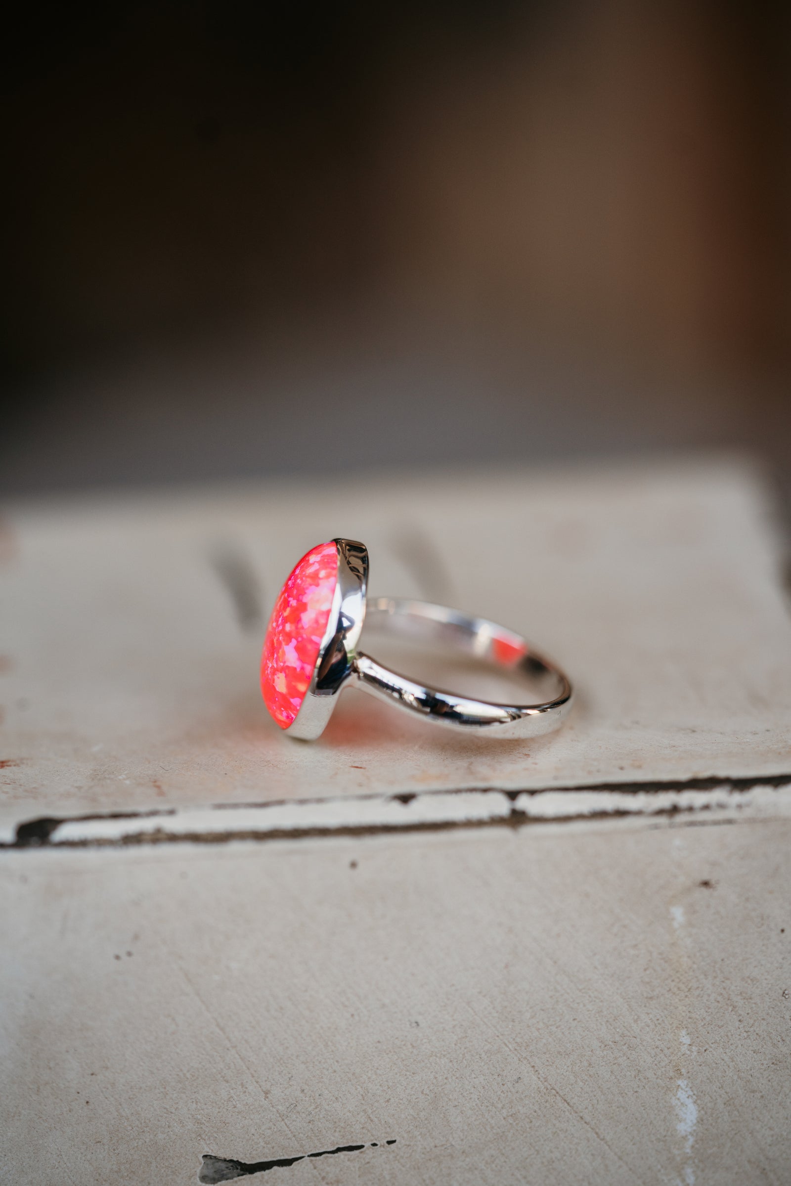 Steeley Ring | Round | Pink Opal