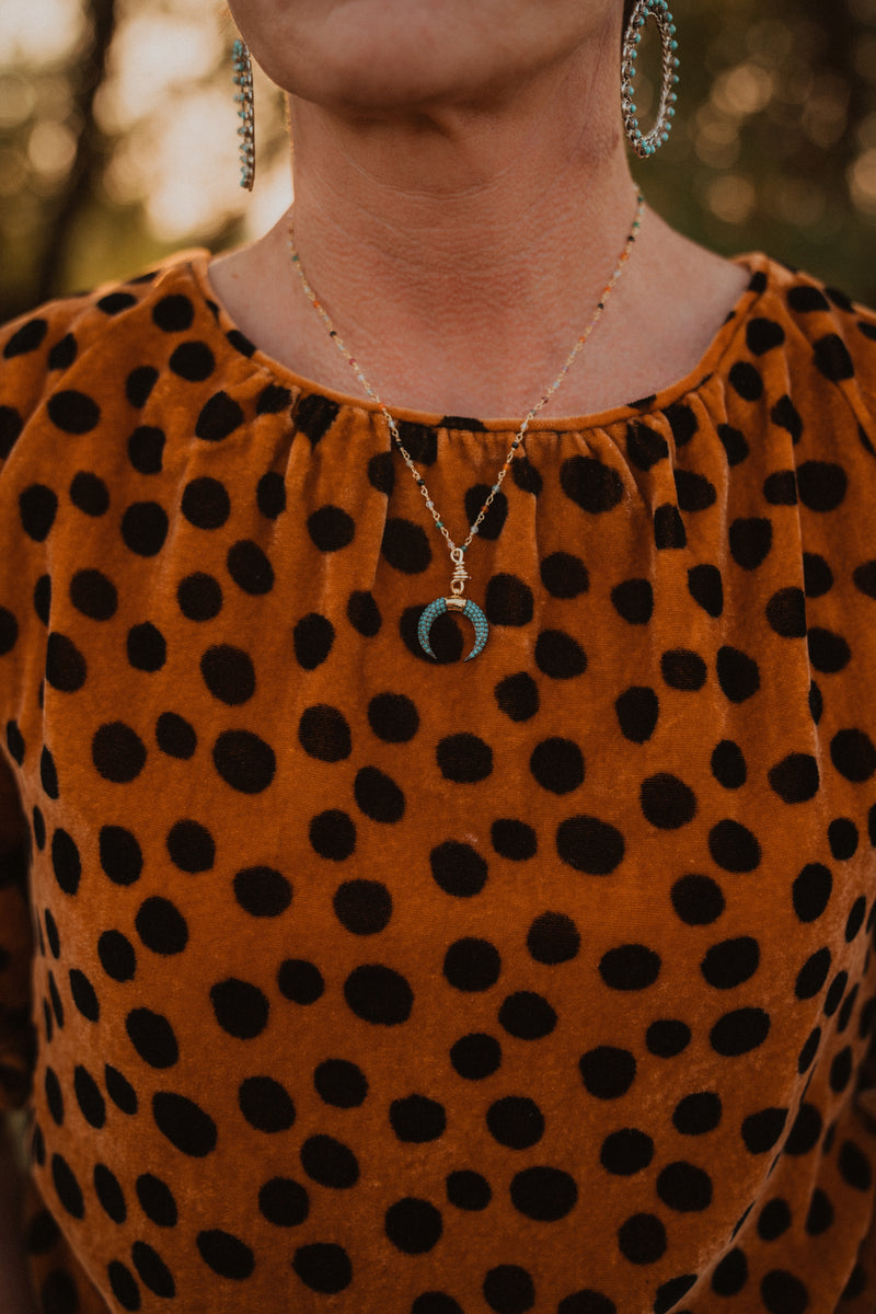 Crescent Necklace | Turquoise | Multicolored Chain