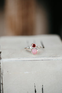Bella Ring | Pink + Red Garnet