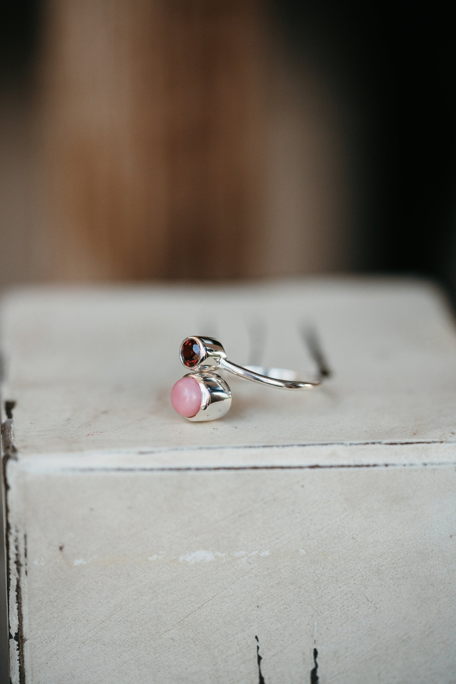 Bella Ring | Pink + Red Garnet
