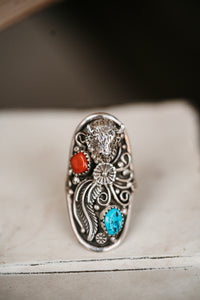 Owen Ring | Buffalo | Coral + Turquoise
