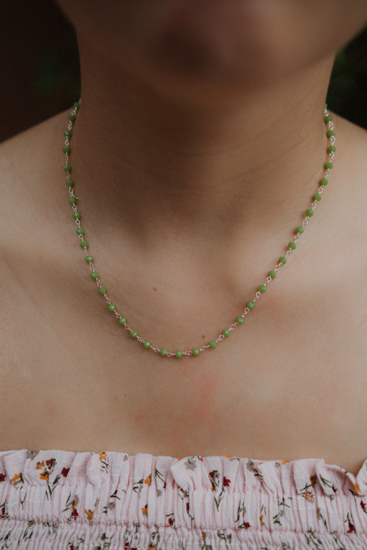 Mae Necklace | Lime + Silver