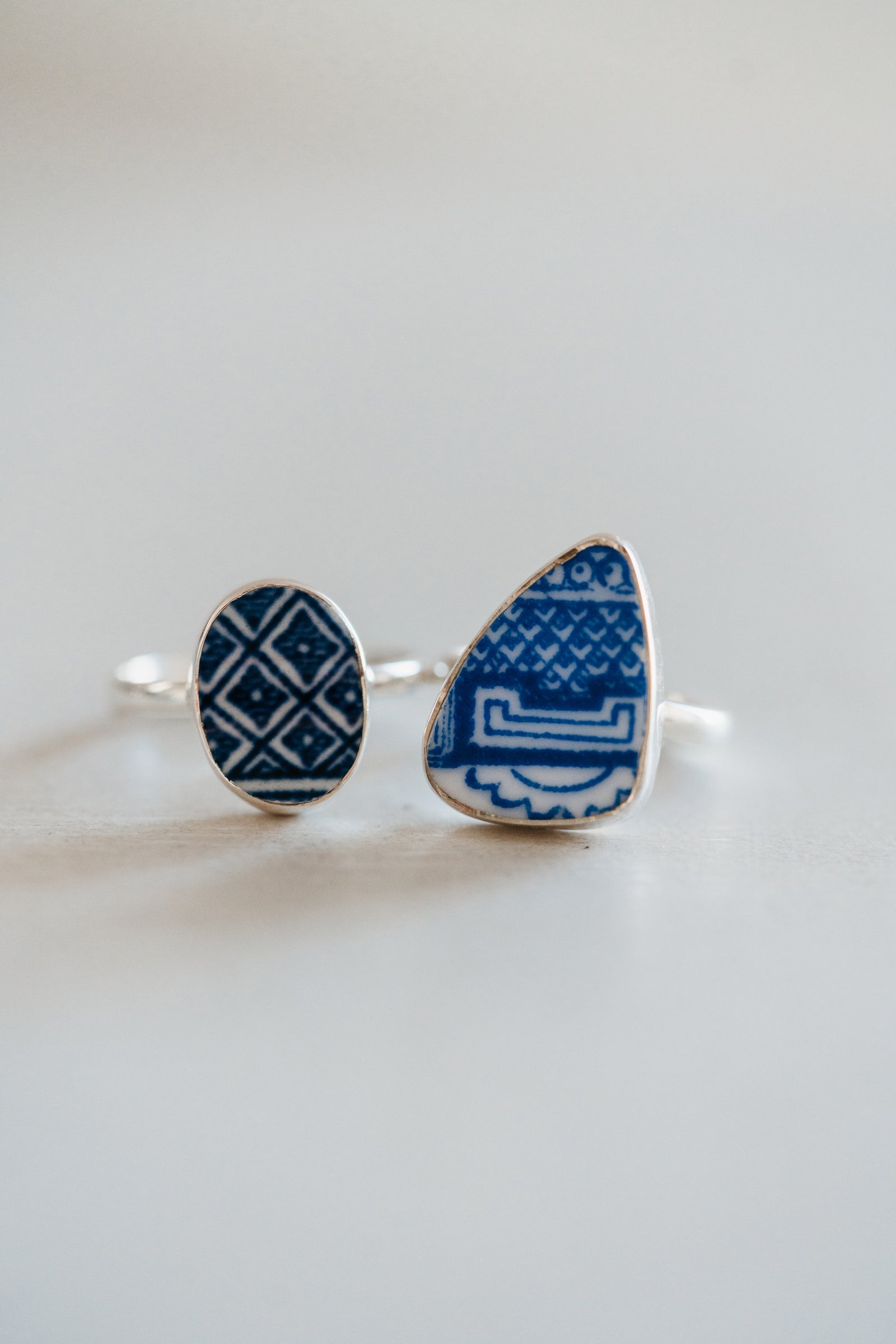Blue Pottery Ring | Blue China - FINAL SALE