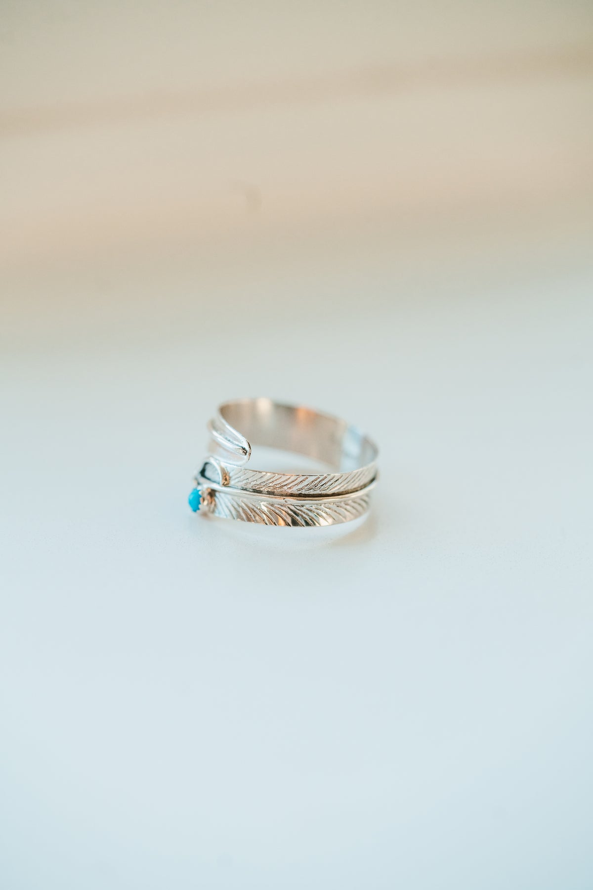 Adjustable Feather Ring | Turquoise - FINAL SALE