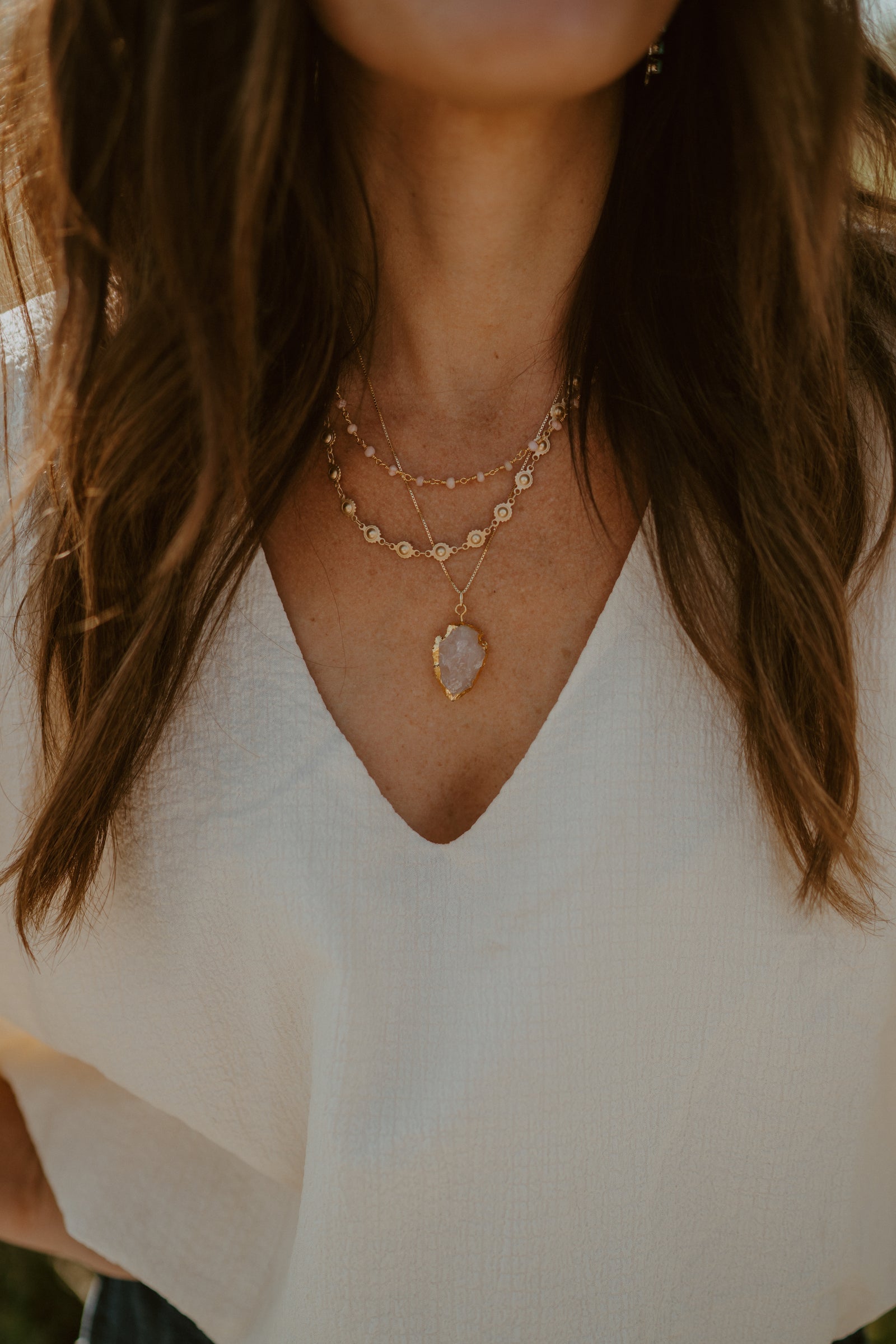 Mae Necklace | Pink + Gold
