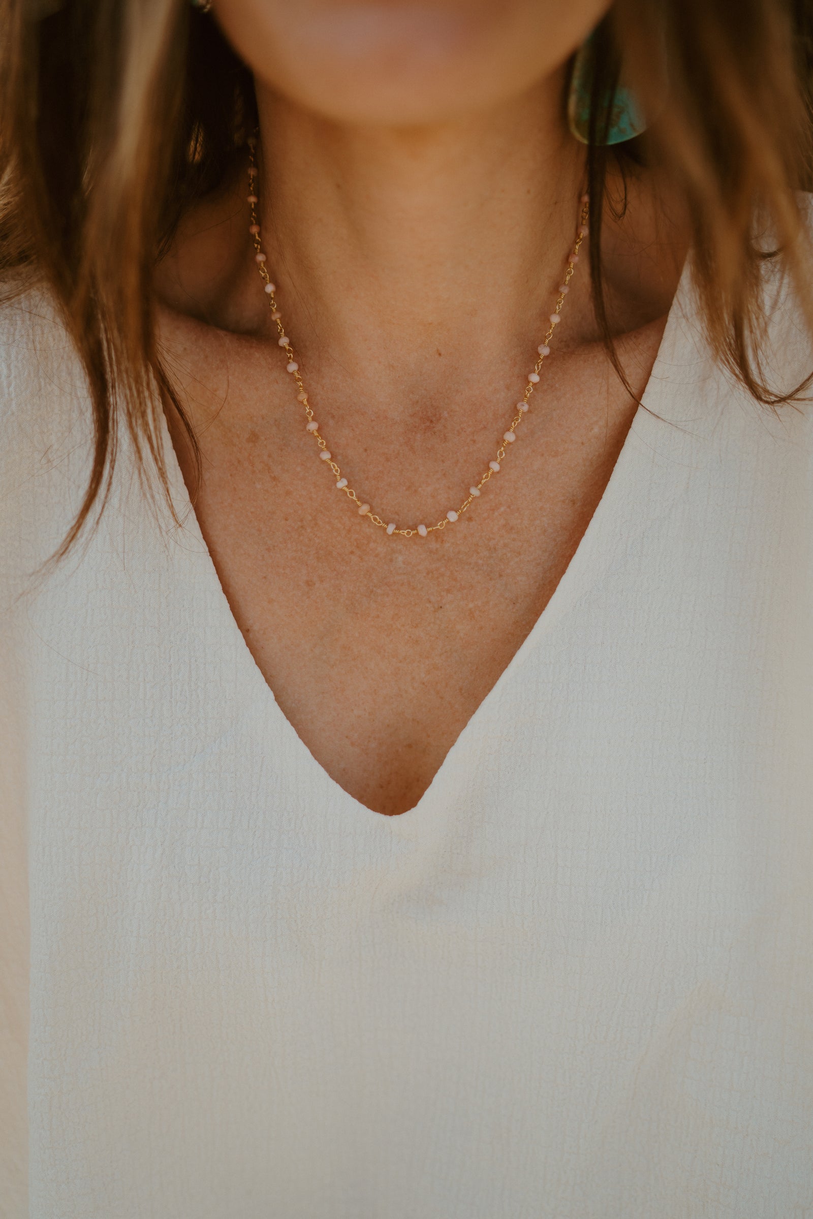 Mae Necklace | Pink + Gold