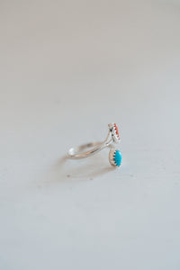 Double Rosie Ring | Turquoise + Red