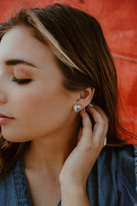 Silver Bianca Studs | Heart