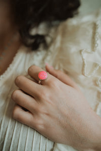 Steeley Ring | Circle | Pink Opal