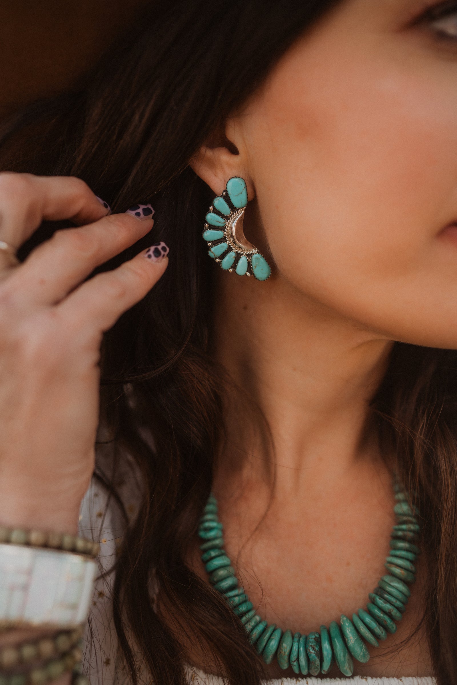 Claire |  Large Turquoise and Silver Earrings