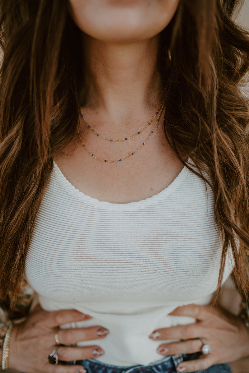 Double Strand Maria Necklace | Blue + Gold - FINAL SALE