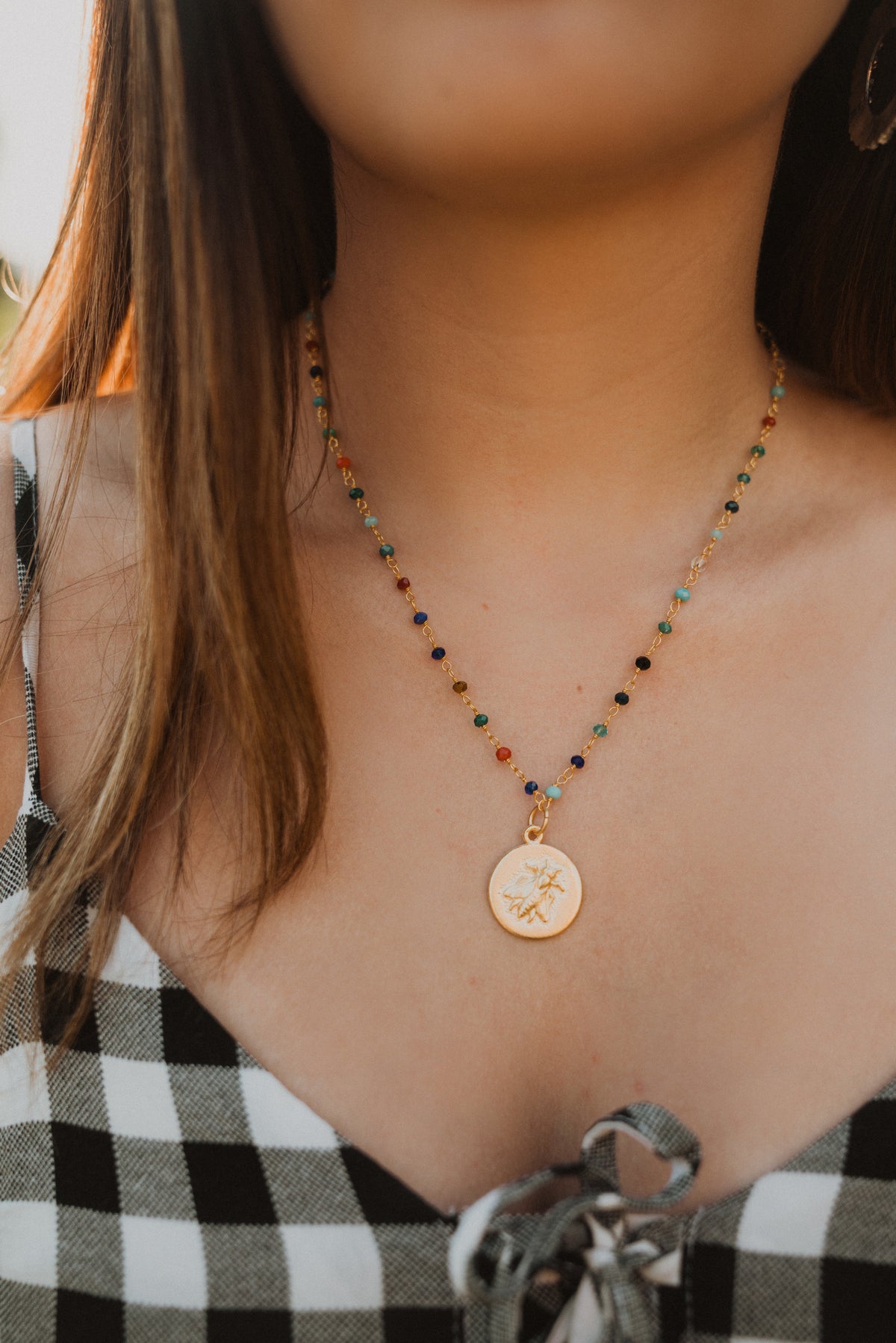 Bee Necklace | Gold | Multicolored Chain