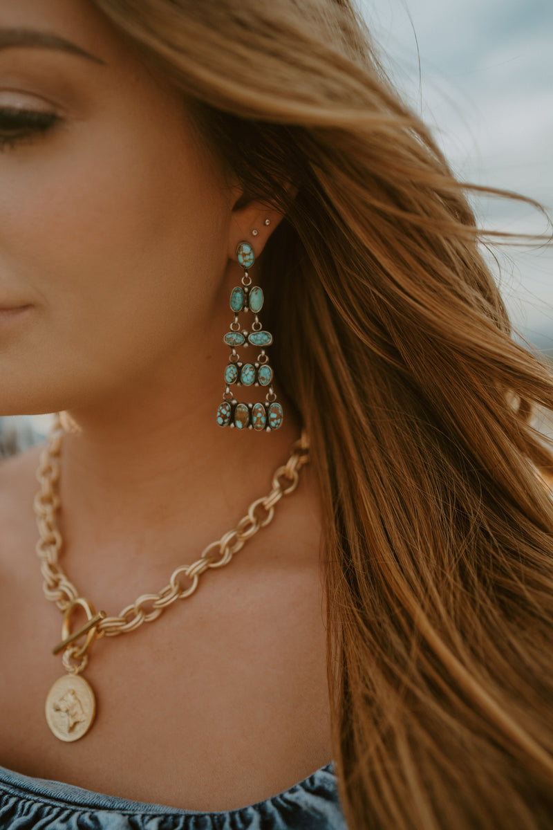 Kati Earrings | Turquoise Chandelier #3