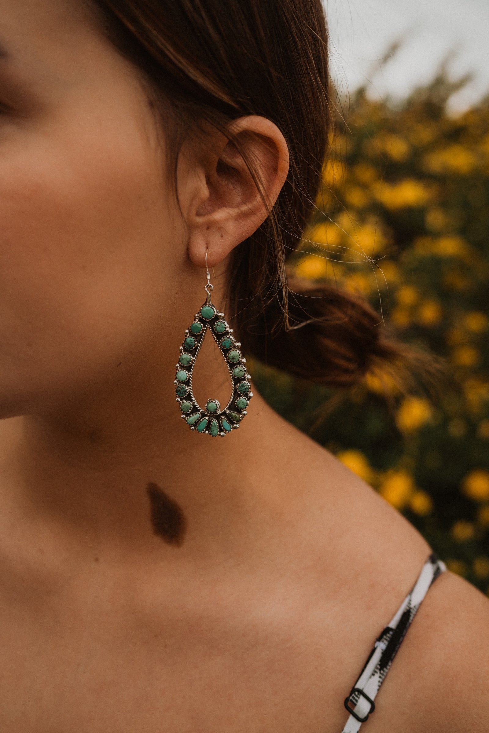 Turquoise Dot Raindrop Earrings