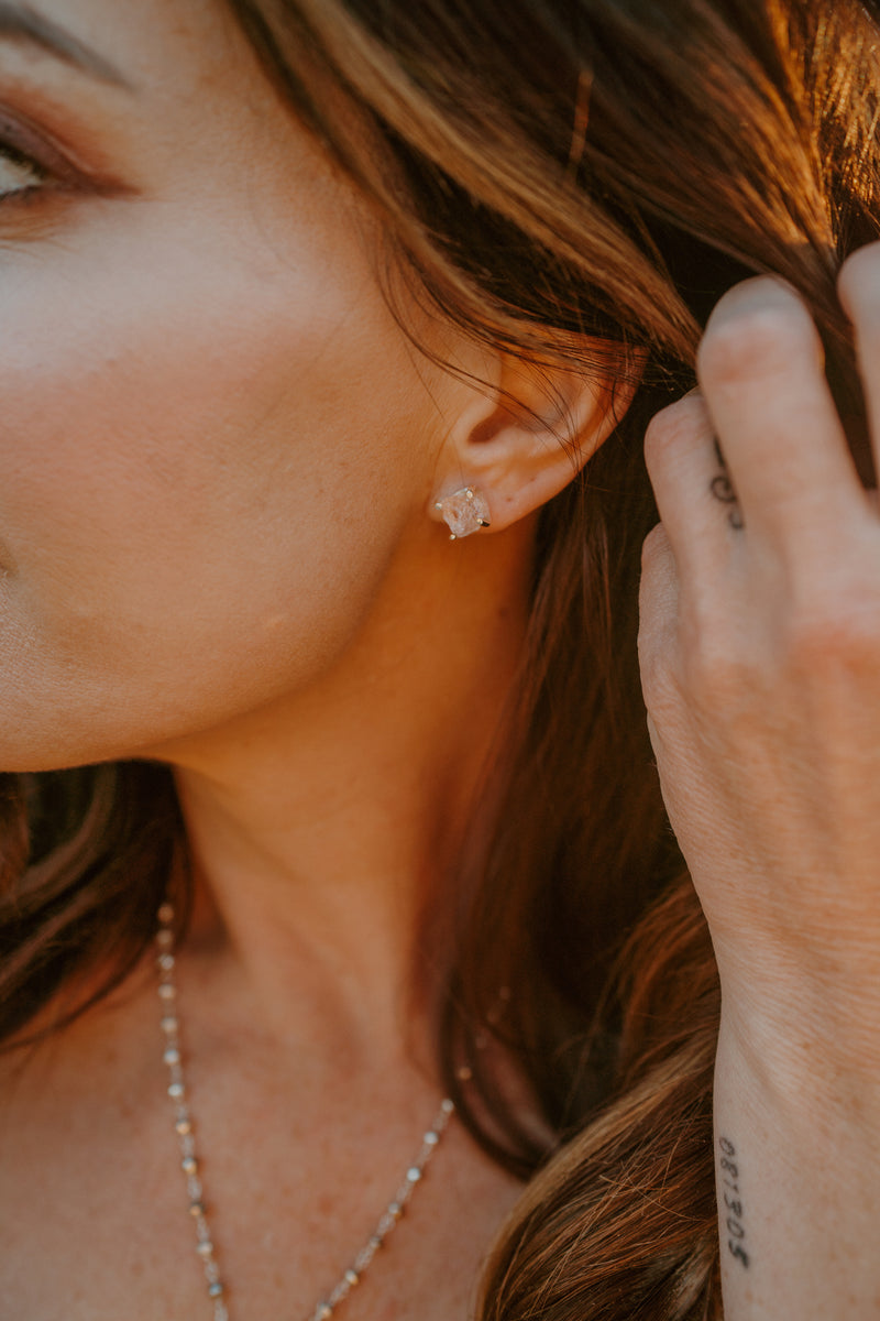 Gracie Studs | Rose Quartz