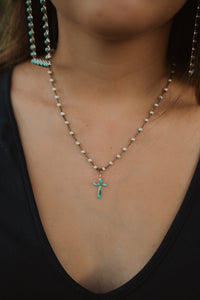 Turquoise and Black Cross Necklace | Jonas Chain