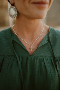 Opal Cross Necklace | White