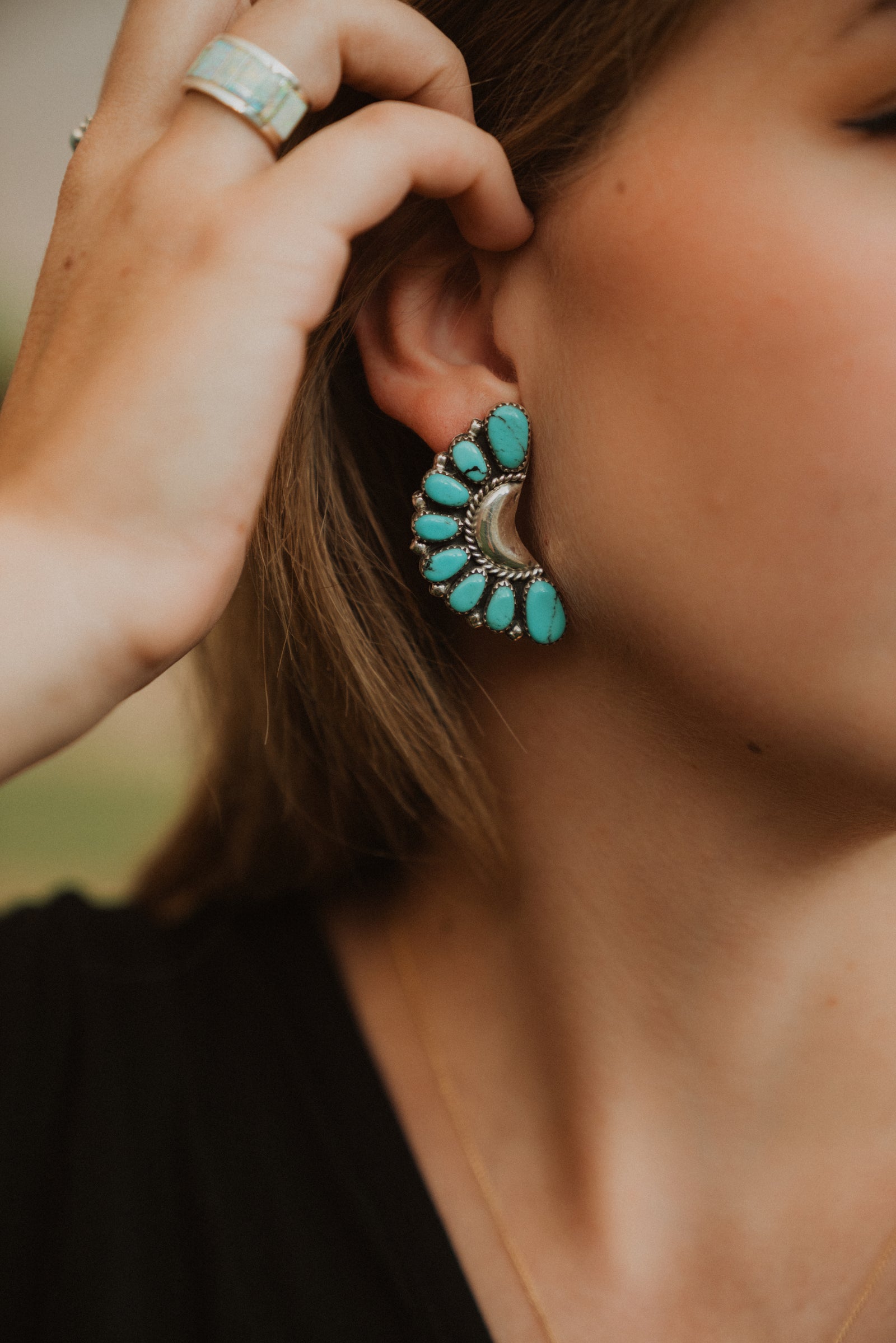 Claire |  Large Turquoise and Silver Earrings