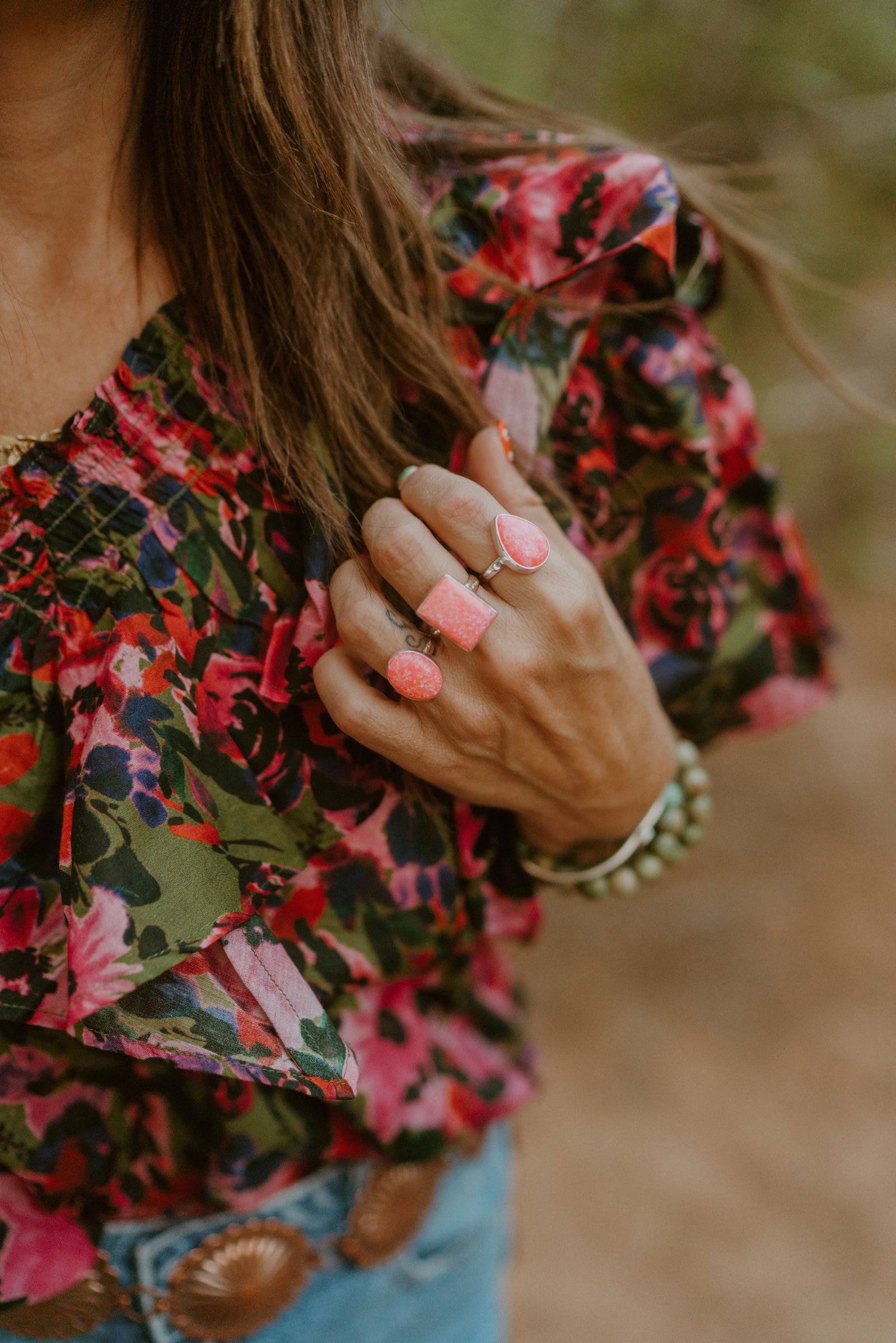 Steeley Ring | Teardrop | Pink Opal