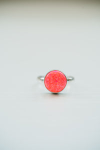 Steeley Ring | Circle | Pink Opal