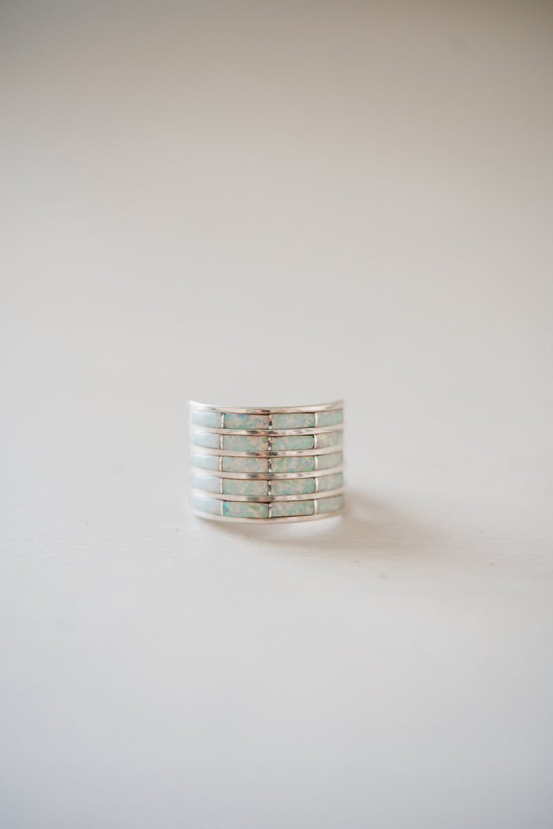 5 Bar Ring | White Opal