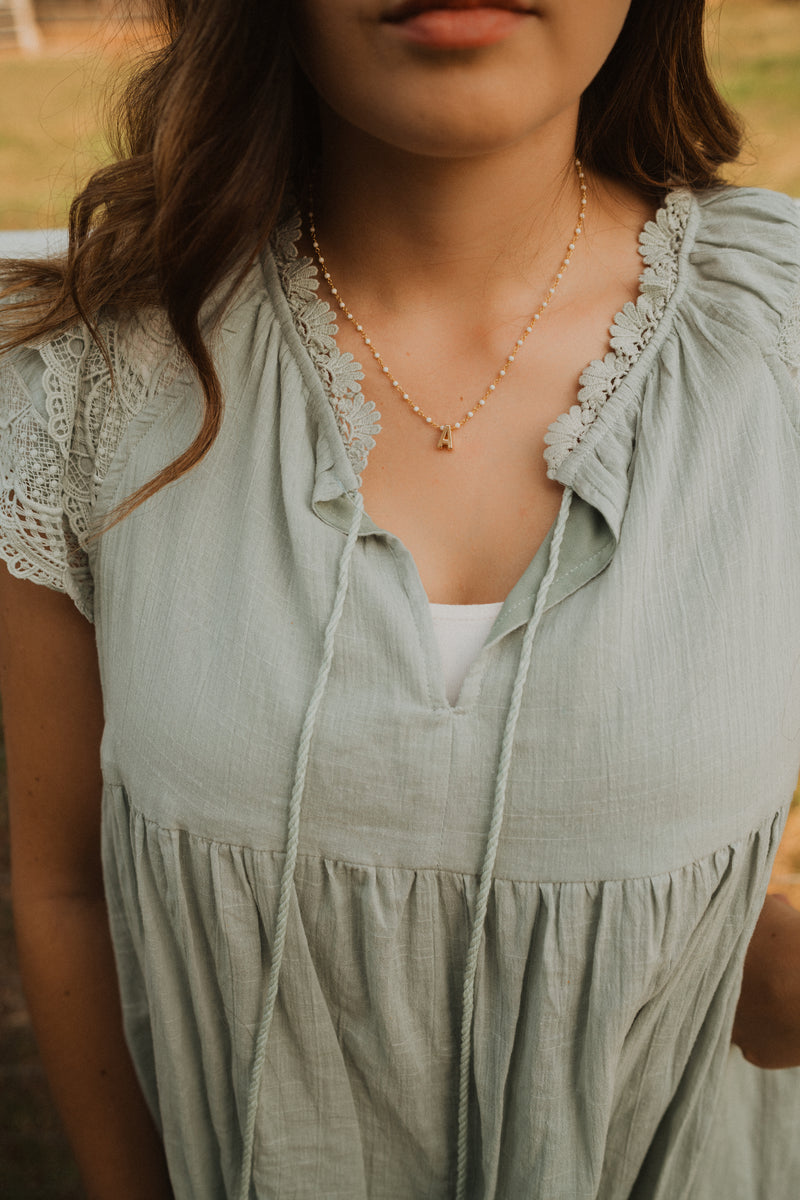 Initial Necklace | White and Gold Chain - FINAL SALE