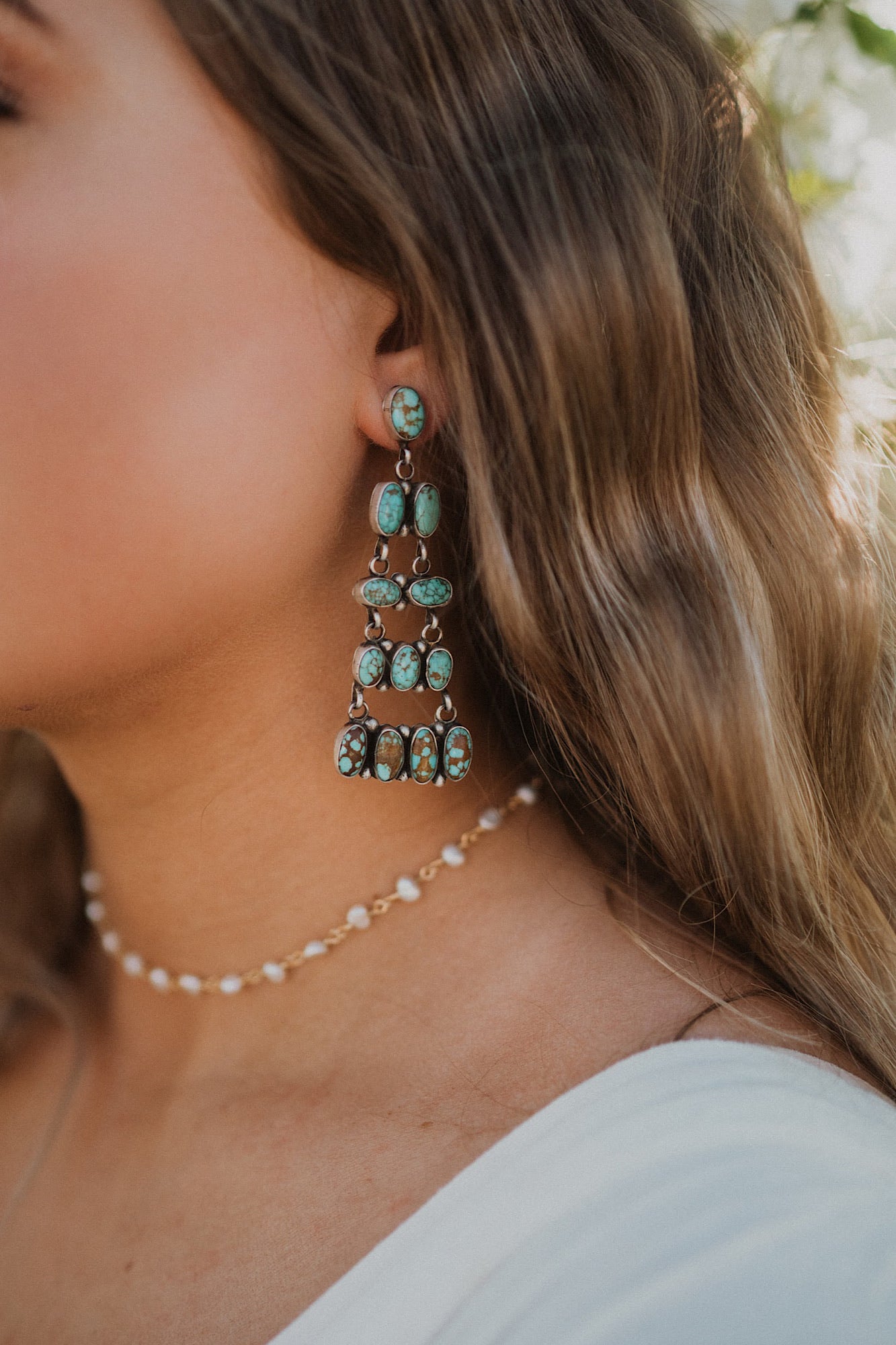 Kati Earrings | Turquoise Chandelier #3